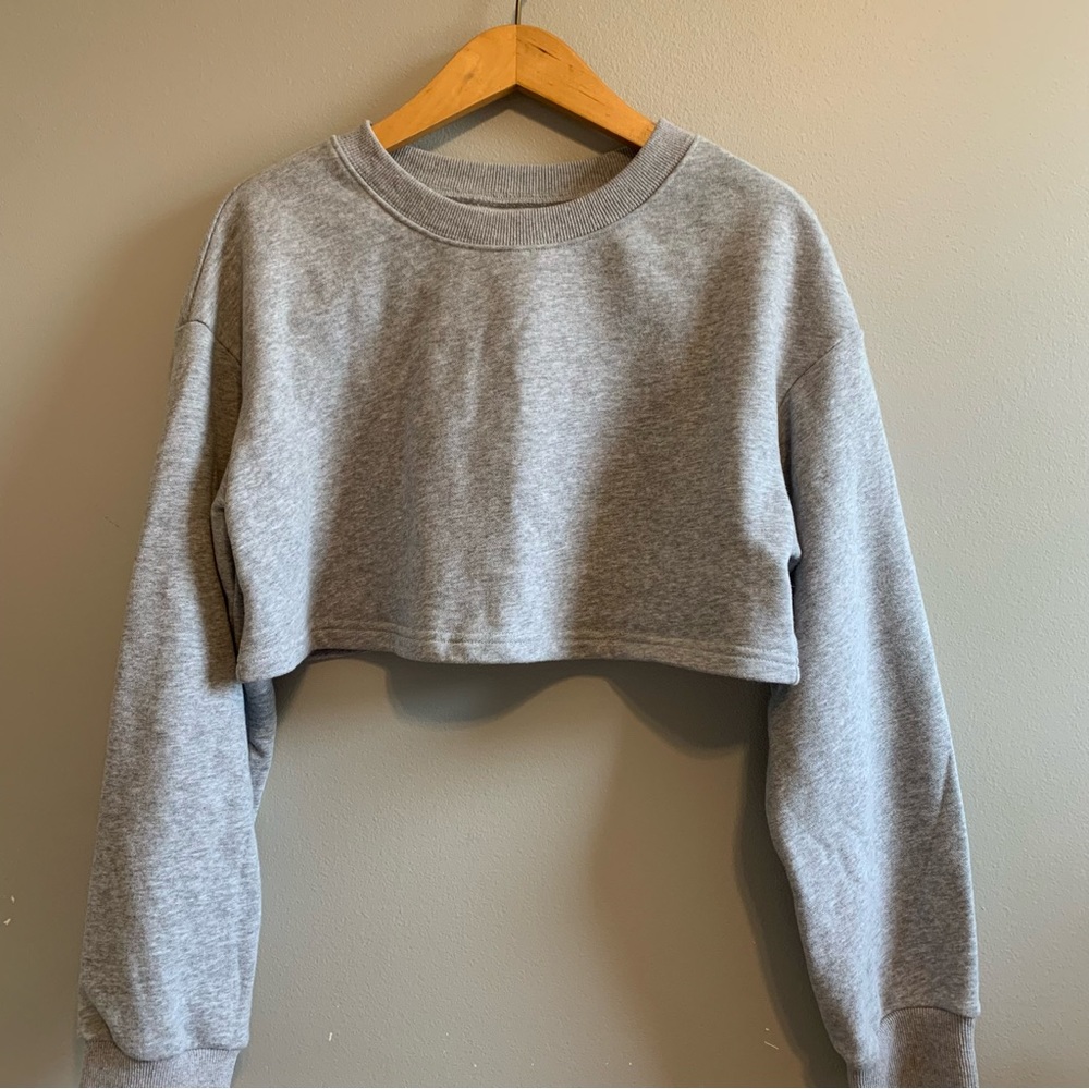 SHEIN London Grey Cropped Sweatshirt